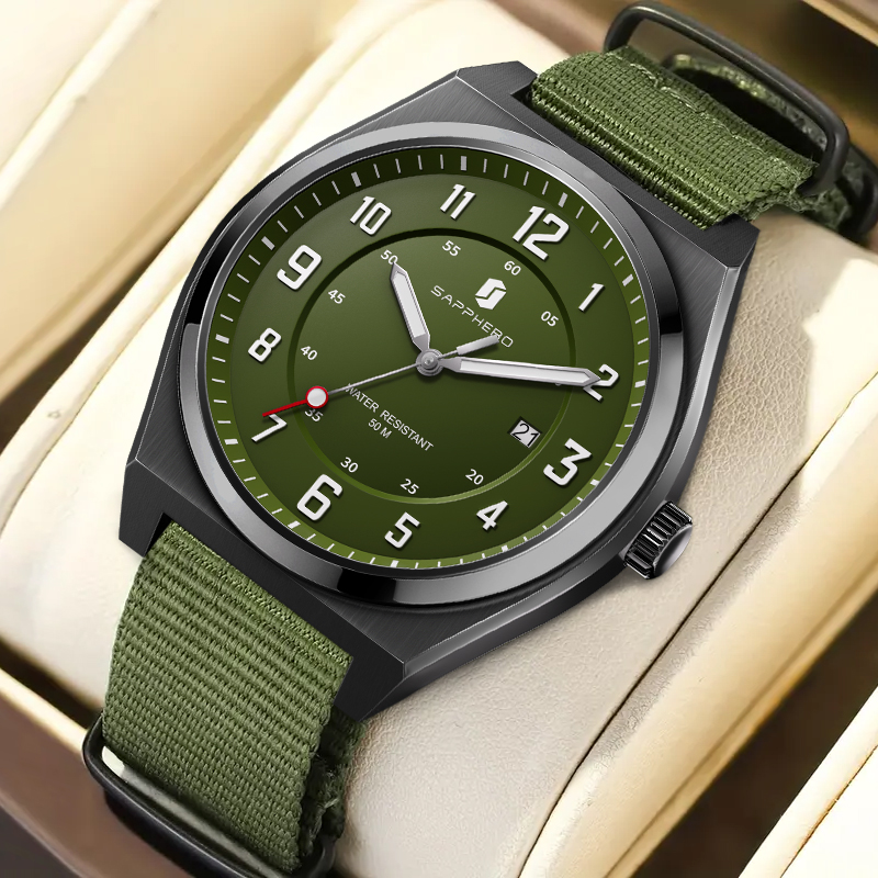 Tropic Strap Vintage - SAPPHERO 남성용 스포츠 쿼츠 시계 밀리터리